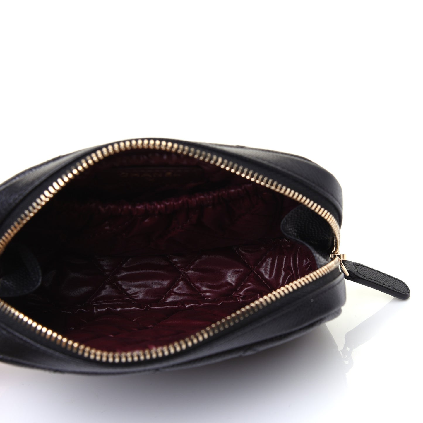 Caviar Quilted Small Curvy Pouch Cosmetic Case Black