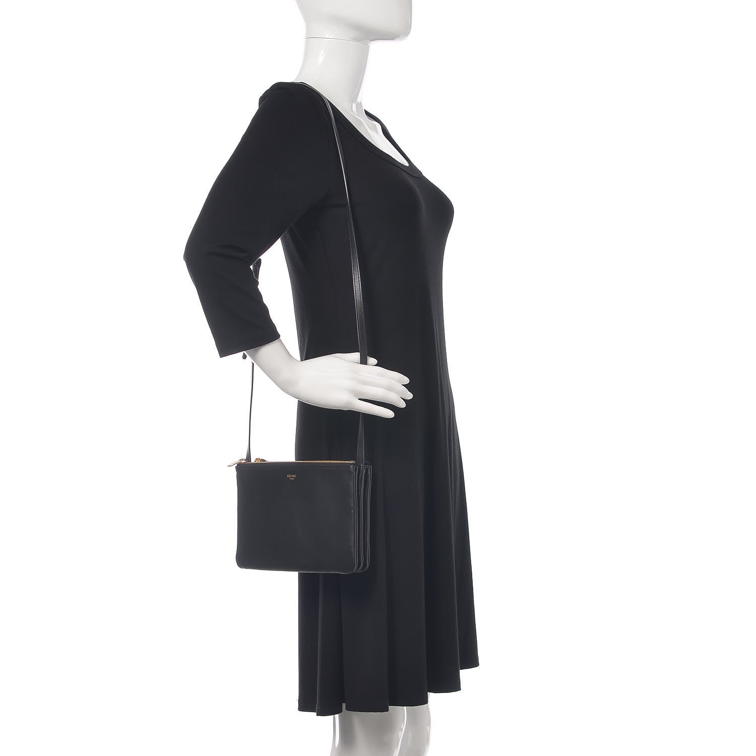 Celine Lambskin Small Trio Crossbody Bag Black 2 of 12