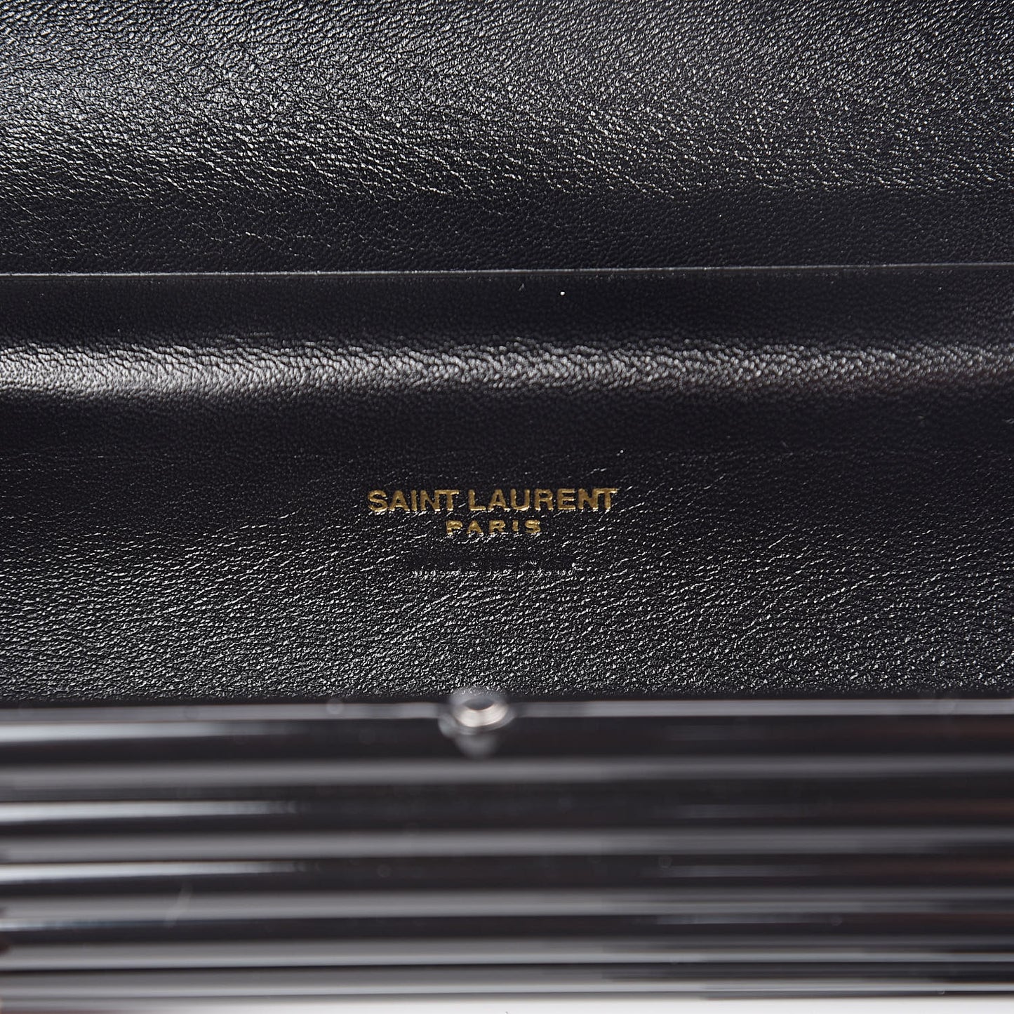 Ribbed Plexiglass Lambskin Fringe Monogram Opium Box Bag Black