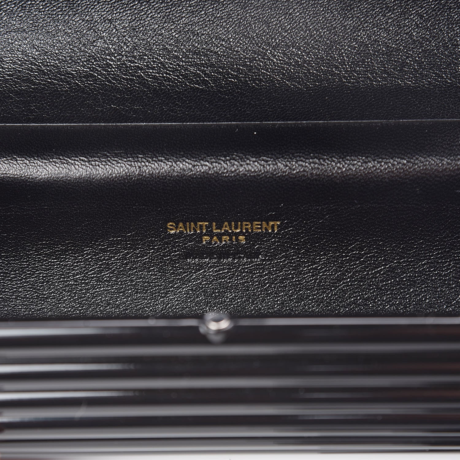 Saint Laurent Ribbed Plexiglass Lambskin Fringe Monogram Opium Box Bag Black 6 of 8