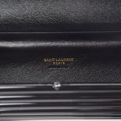 Saint Laurent Ribbed Plexiglass Lambskin Fringe Monogram Opium Box Bag Black 6 of 8