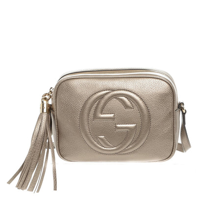 Gucci Metallic Pebbled Calfskin Small Soho Disco Bag Golden Beige 1 of 7