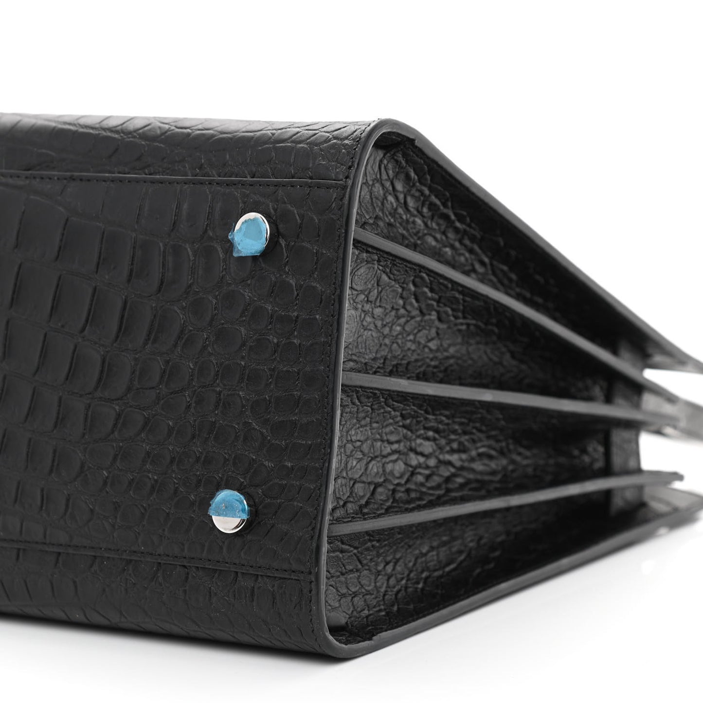 Calfskin Crocodile Embossed Small Sac de Jour Black