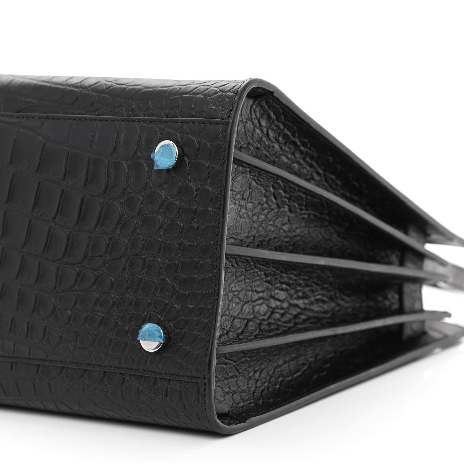 Saint Laurent Calfskin Crocodile Embossed Small Sac de Jour Black 10 of 10
