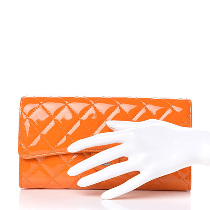 Chanel Patent Quilted Travel Wallet Orange 2 of 16