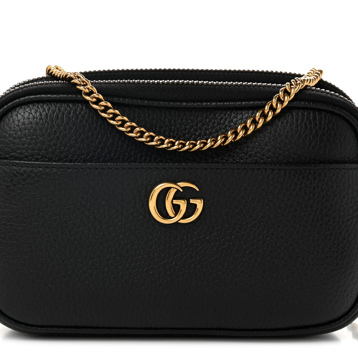 Gucci Pebbled Calfskin Super Mini GG Marmont Chain Shoulder Bag Black 6 of 9
