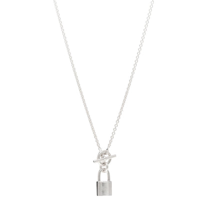 Hermes Sterling Silver Cadenas Kelly Lock Pendant Necklace 1 of 5