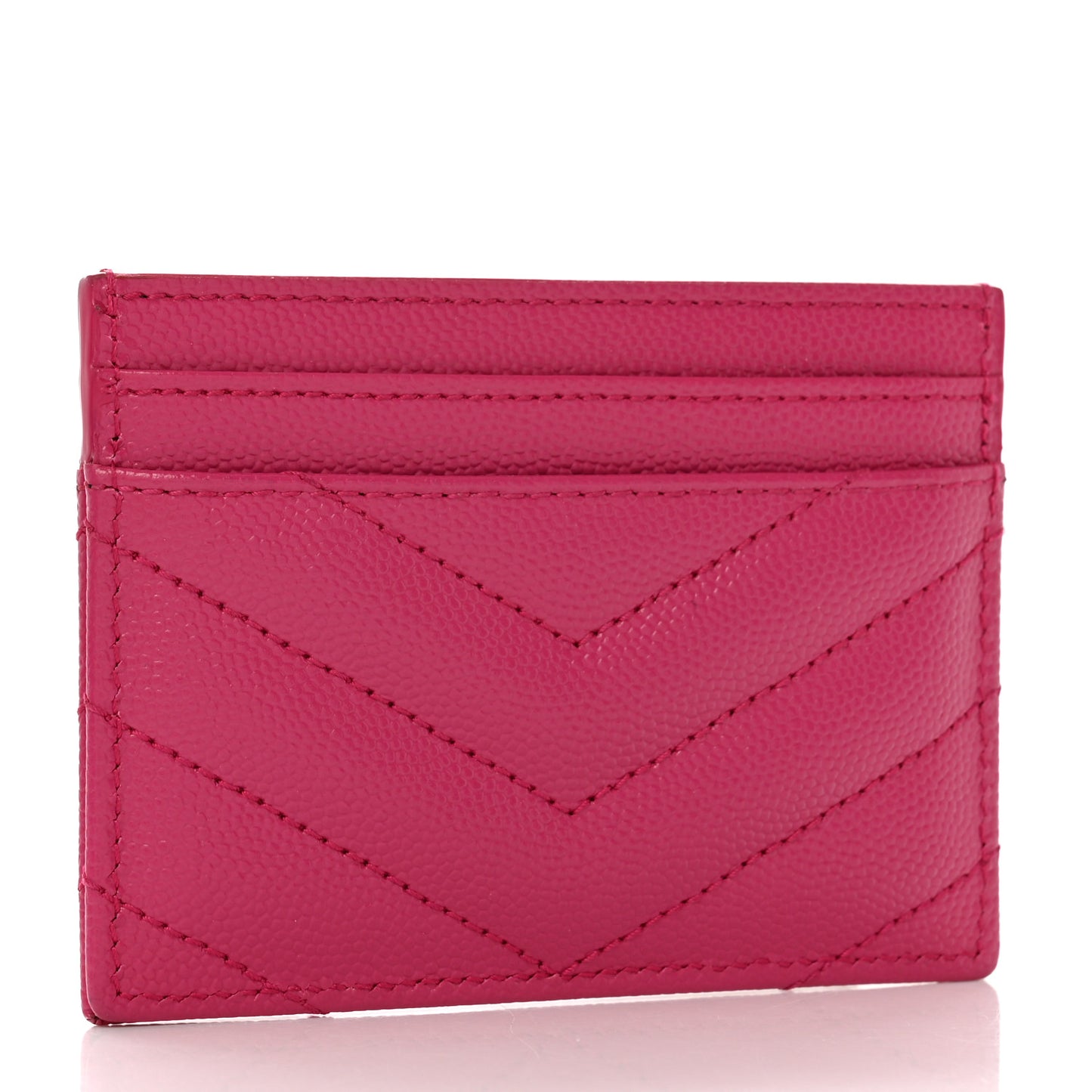 Grain De Poudre Matelasse Chevron Monogram Credit Card Case Fresh Fuxia