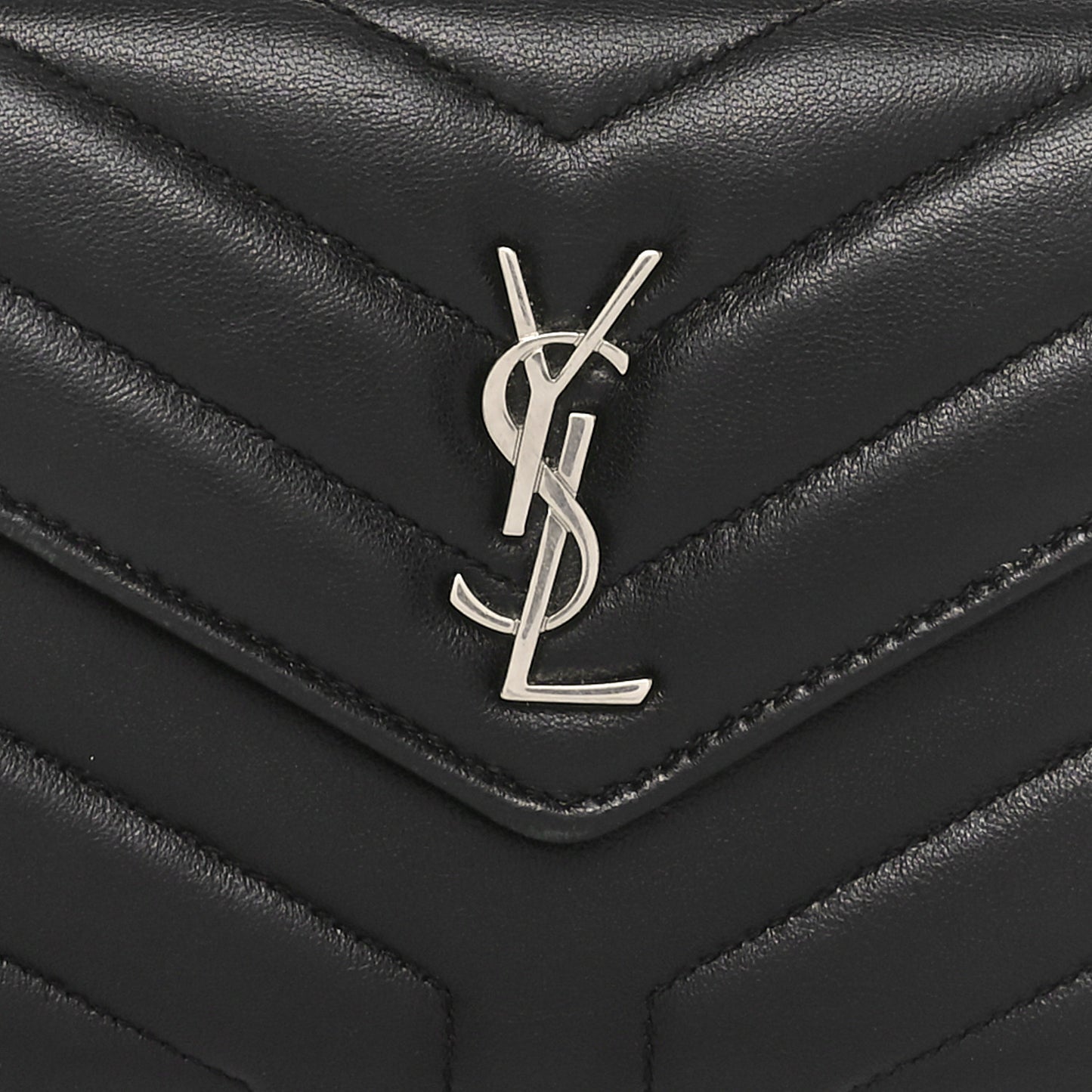 Lambskin Y Quilted Monogram Large Loulou Flap Wallet Black