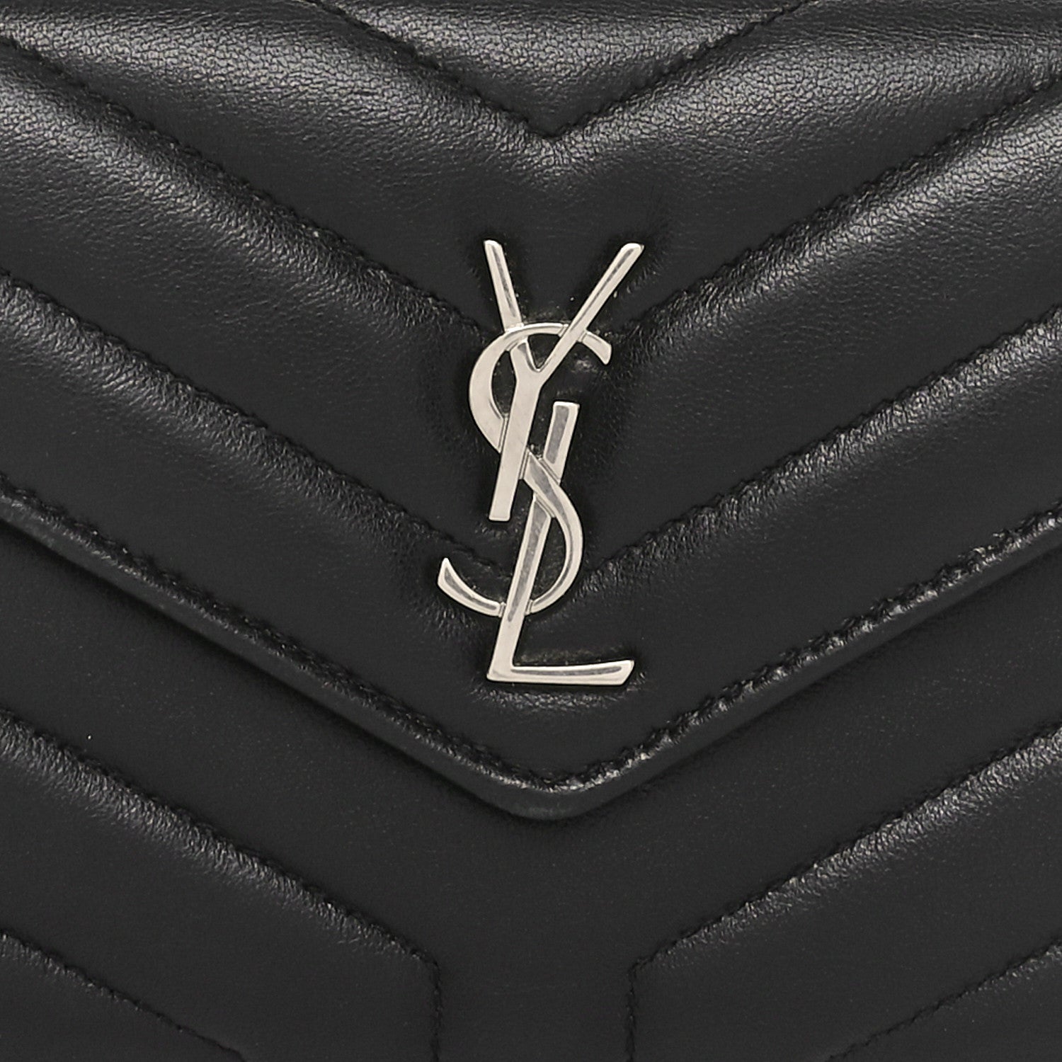 Saint Laurent Lambskin Y Quilted Monogram Large Loulou Flap Wallet Black 8 of 10