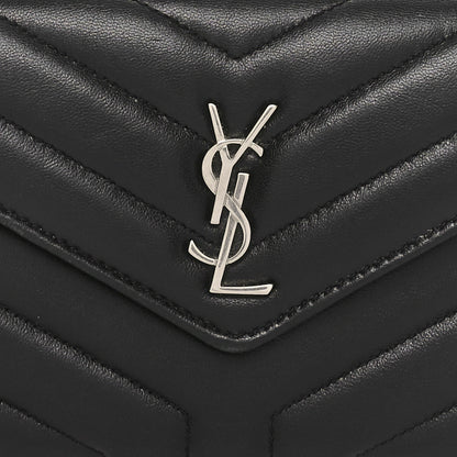 Saint Laurent Lambskin Y Quilted Monogram Large Loulou Flap Wallet Black 8 of 10