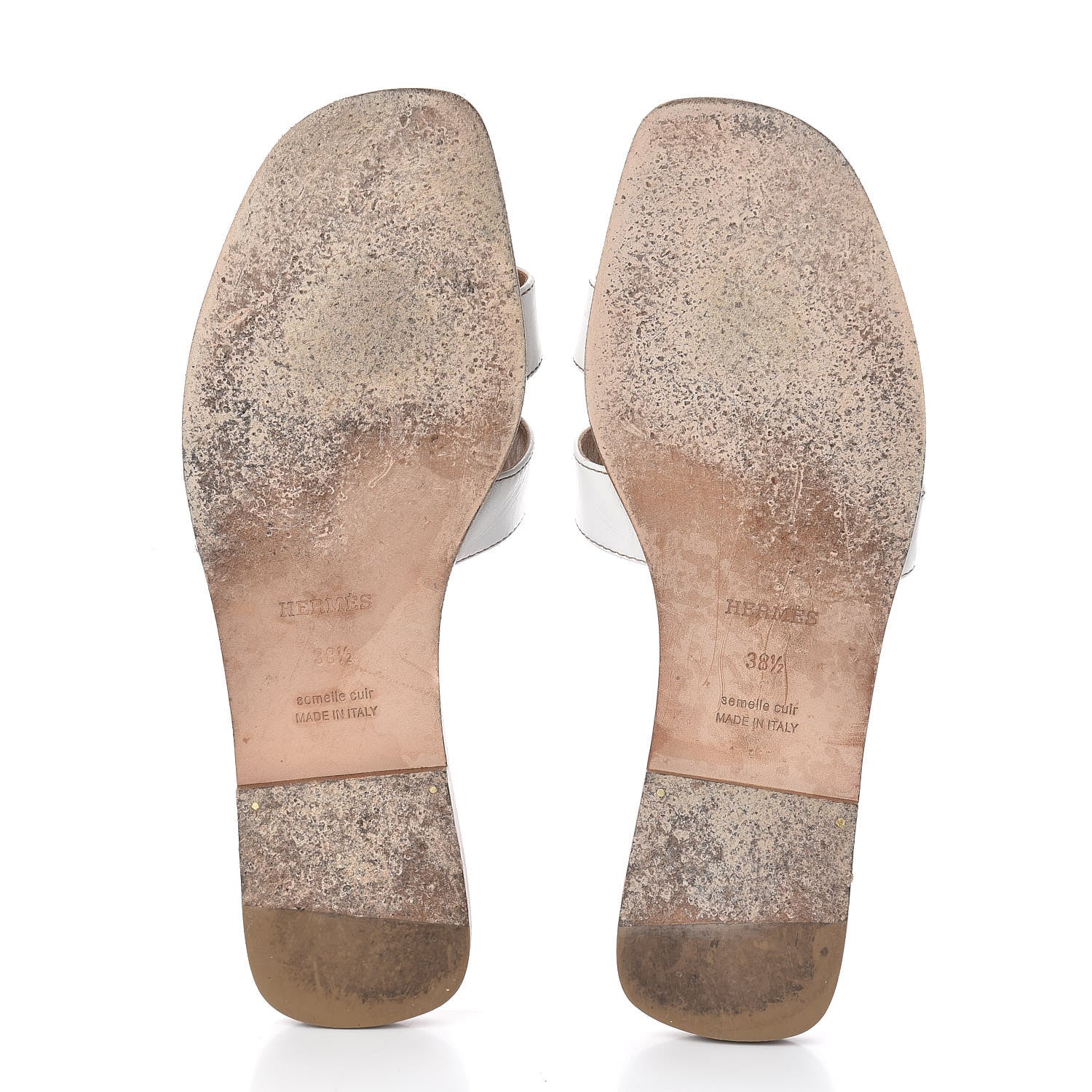 Hermes Box Calfskin Oran Sandals 38.5 White 7 of 18
