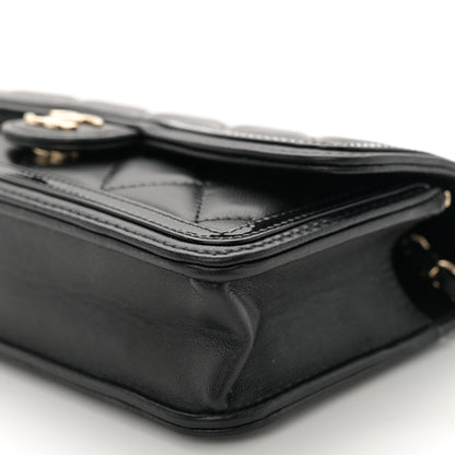 Chanel Lambskin Patent Calfskin Quilted Flap Phone Holder With Chain Black 11 of 11