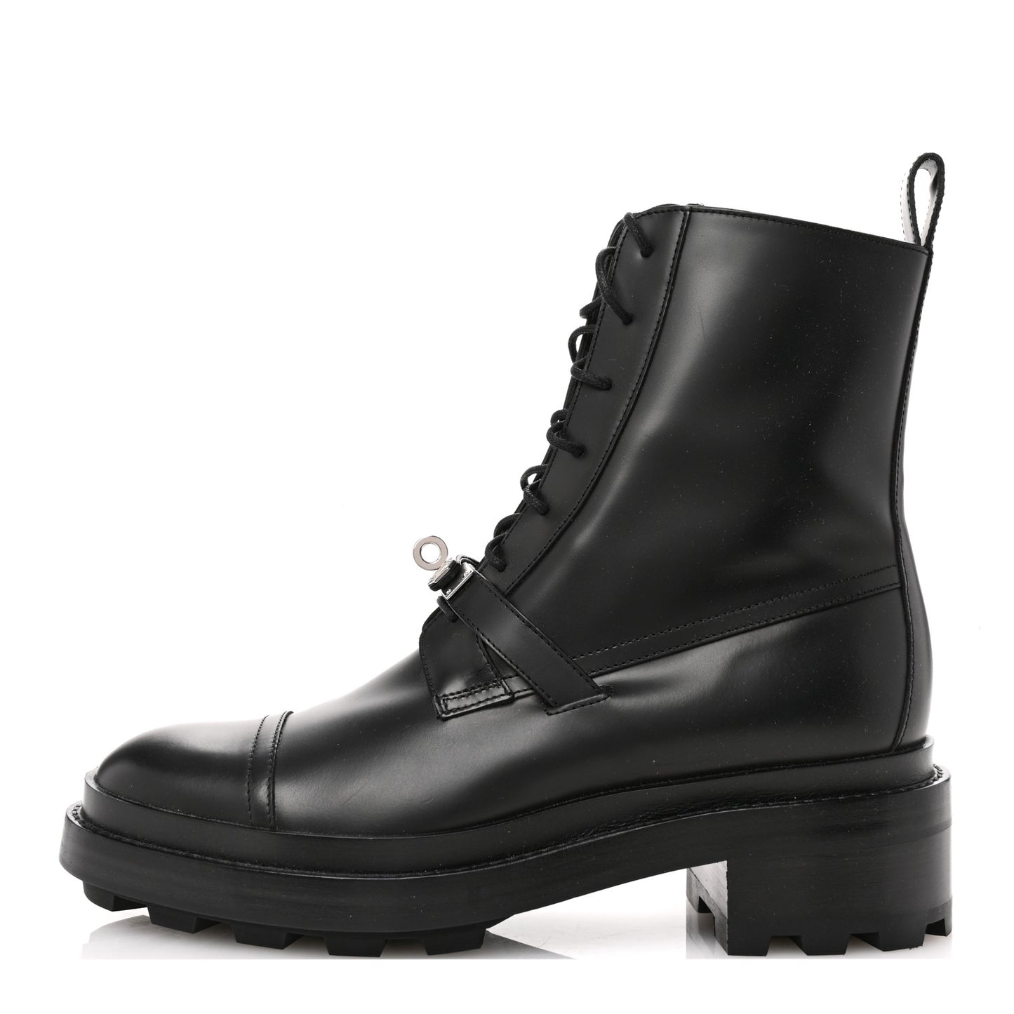 Glossed Calfskin Funk Ankle Boots 39 Black