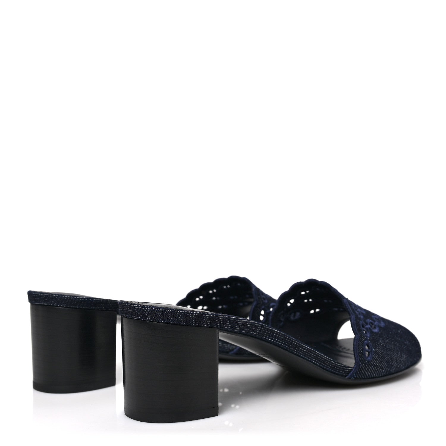 Hermes Denim Embroidered Gwladys Sandals 40 Bleu Brut Marine 4 of 7