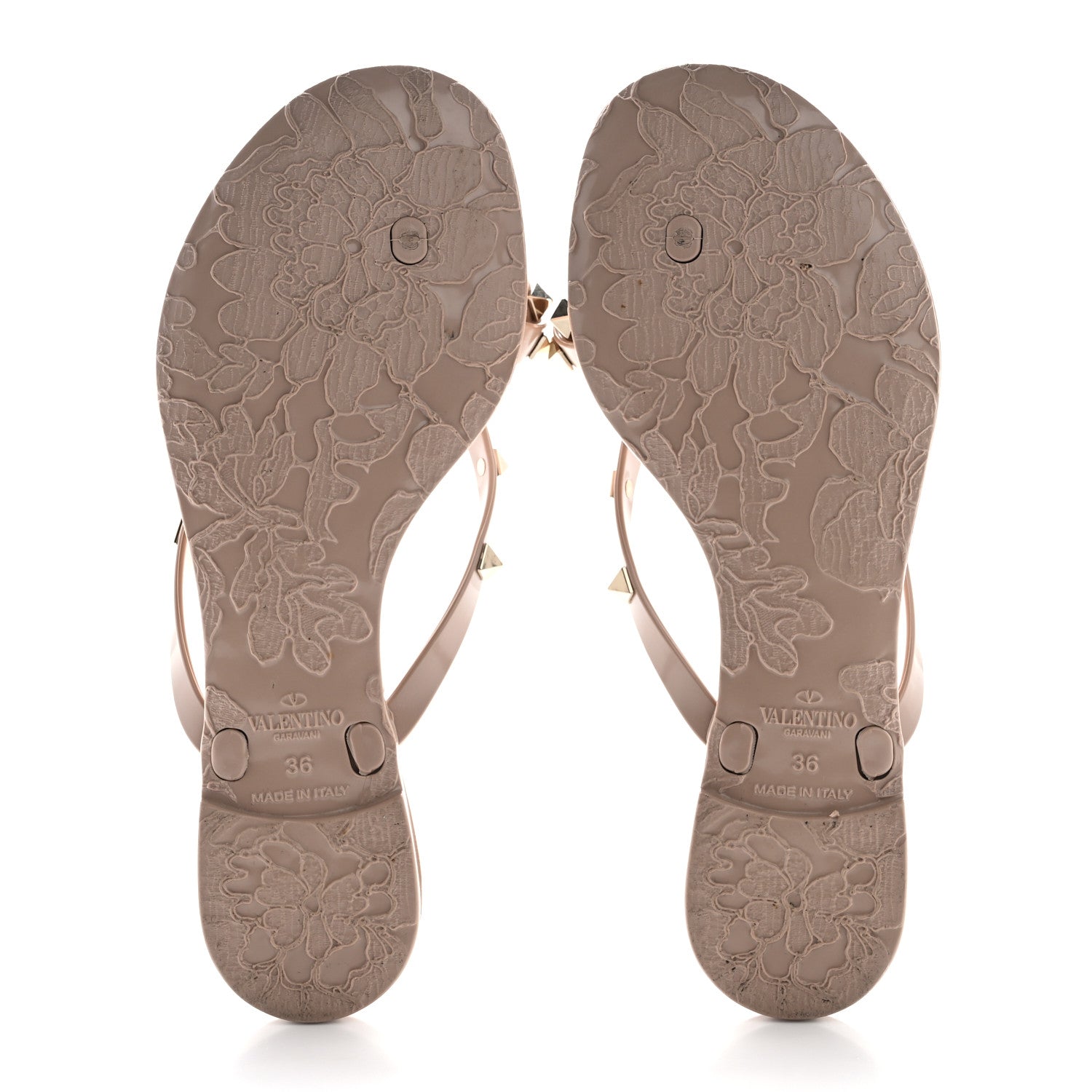 Valentino Garavani PVC Jelly Rockstud Bow Thong Sandals 36 Poudre 6 of 11