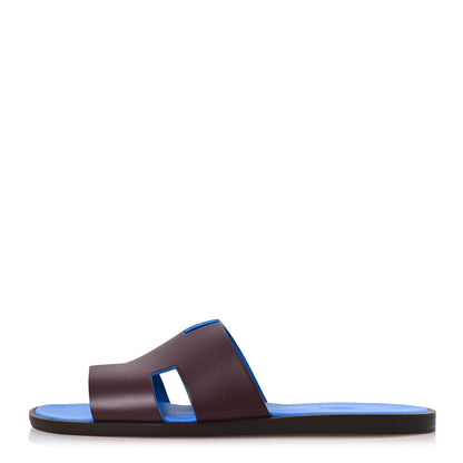 Hermes Calfskin Mens Izmir Sandals 44 Bordeaux Bleu Santorin 1 of 12