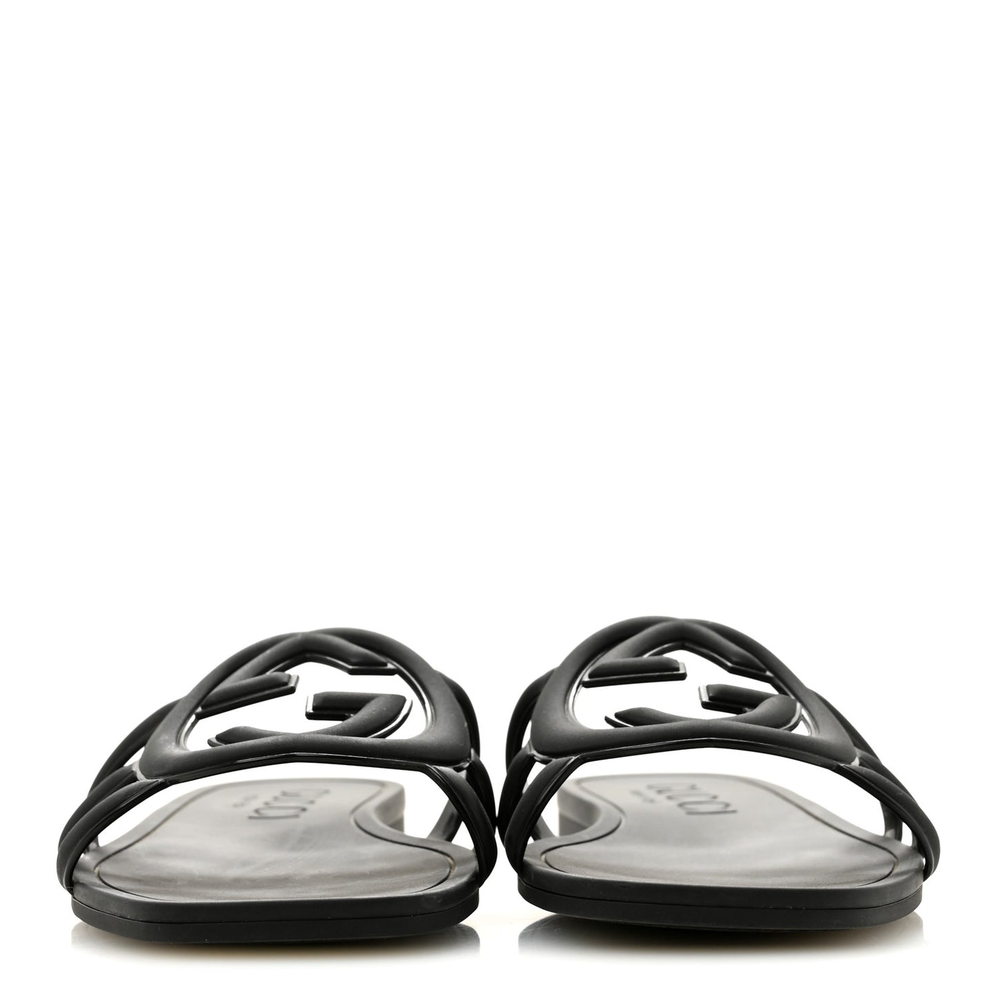 Rubber Womens Interlocking G Slide Sandals 36 Black