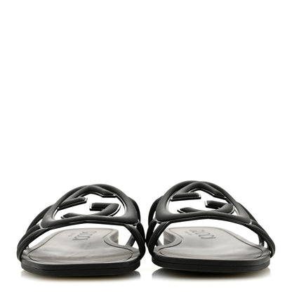 Gucci Rubber Womens Interlocking G Slide Sandals 36 Black 3 of 10