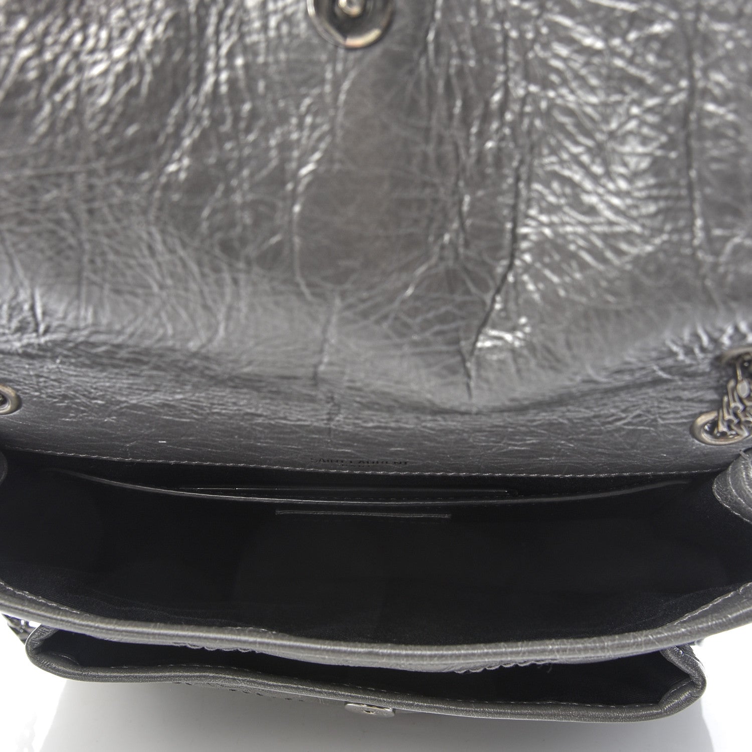 Saint Laurent Crinkled Calfskin Matelasse Monogram Baby Niki Chain Satchel Storm 5 of 12