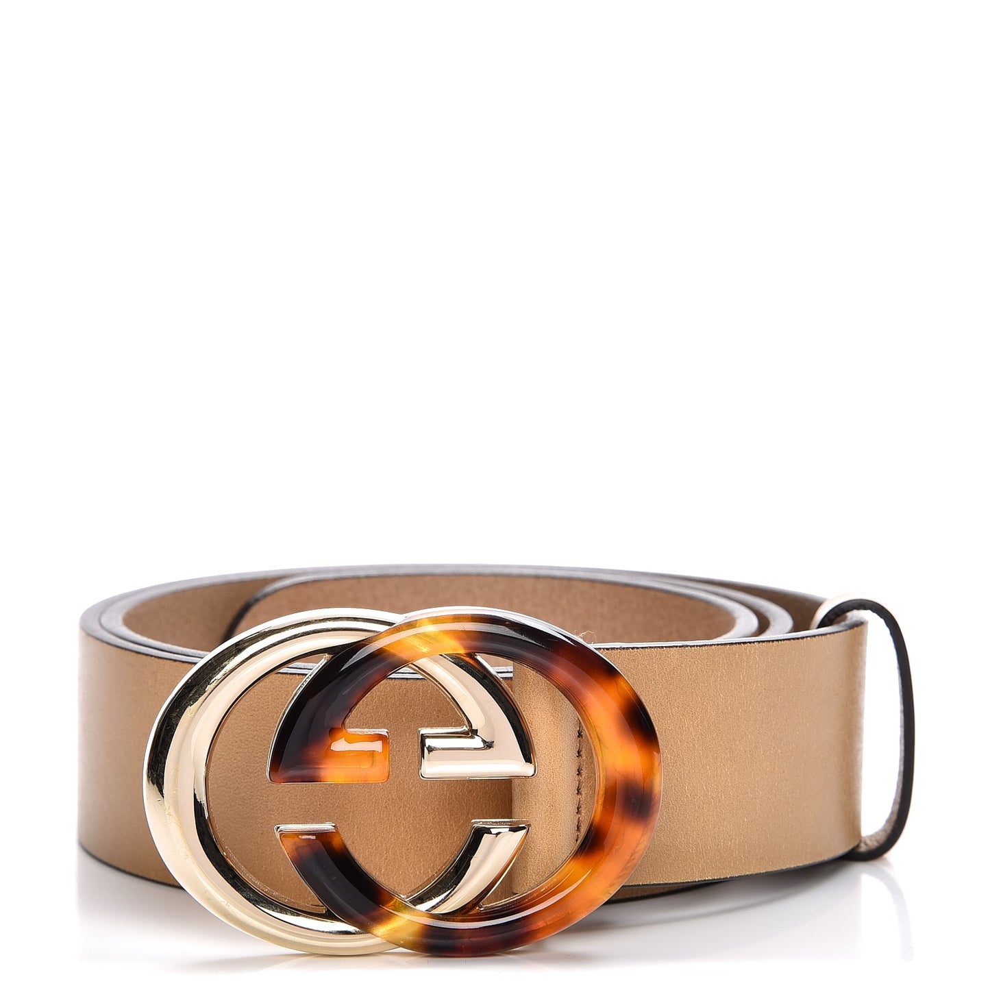 Calfskin Tortoise Gold Interlocking G Belt 90 36 Light Brown