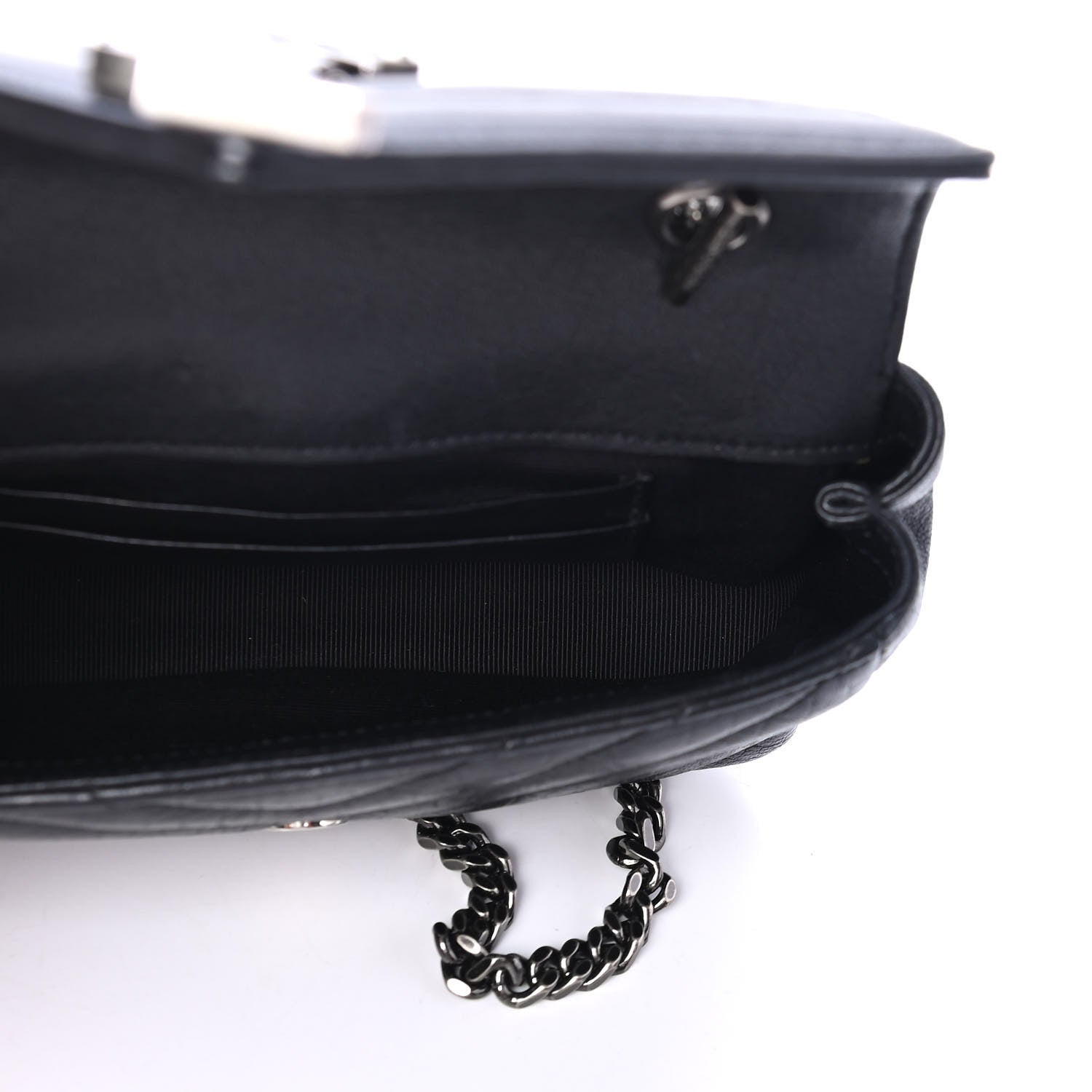 Saint Laurent Sheepskin Matelasse Chevron Monogram Classic Baby Chain Bag Black 4 of 4