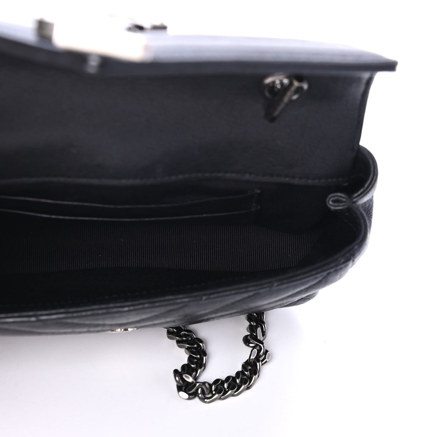 Sheepskin Matelasse Chevron Monogram Classic Baby Chain Bag Black