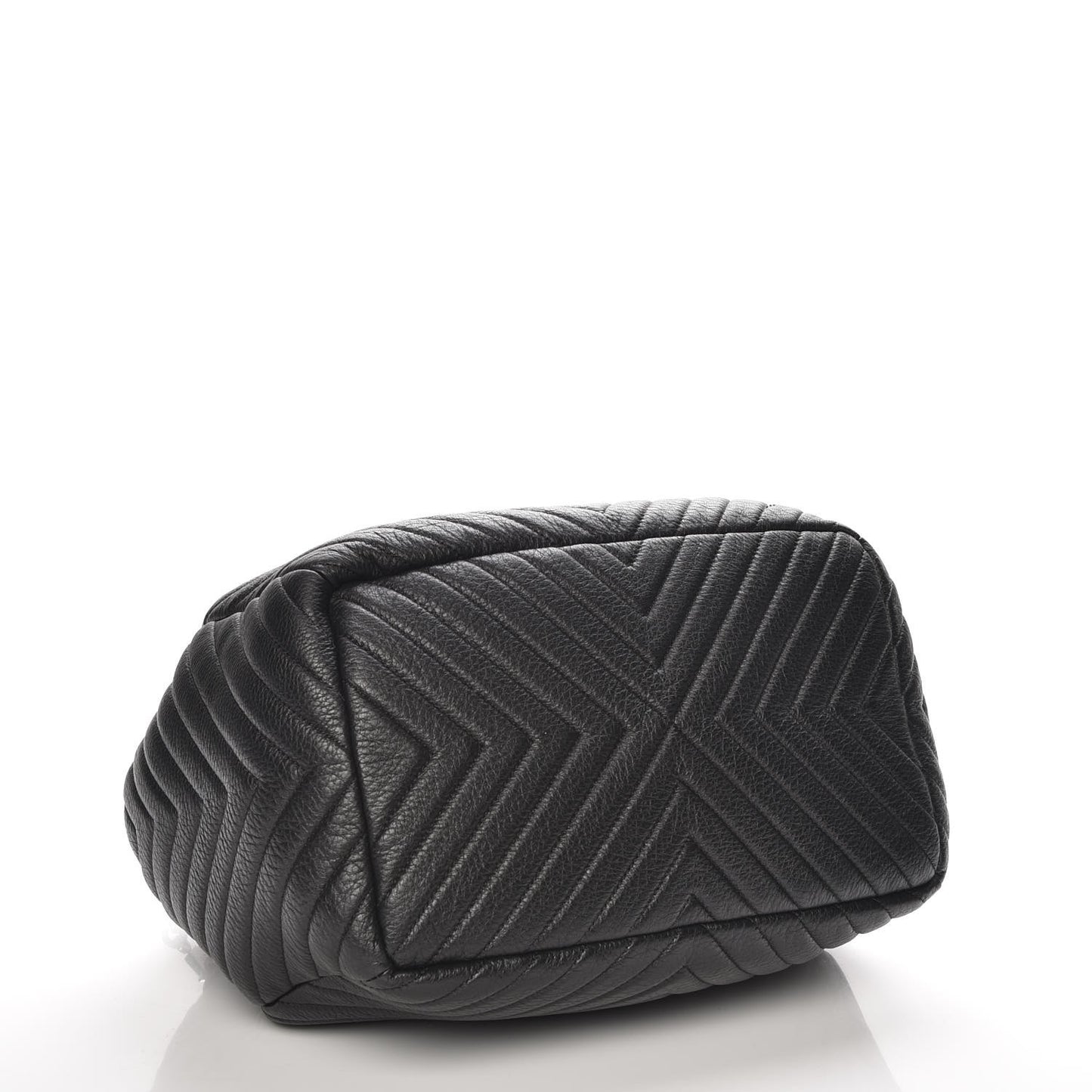 Deerskin Chevron Large CC Chain Bucket Drawstring Bag Black
