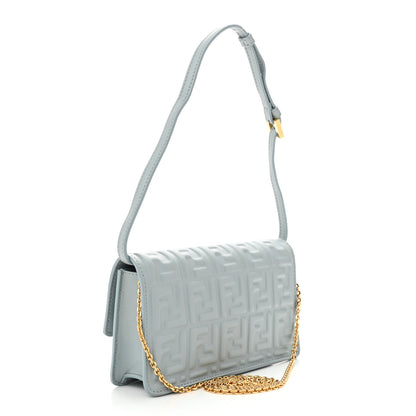 Fendi Nappa Matisse FF Embossed Wallet On Chain Baguette Anice 3 of 9