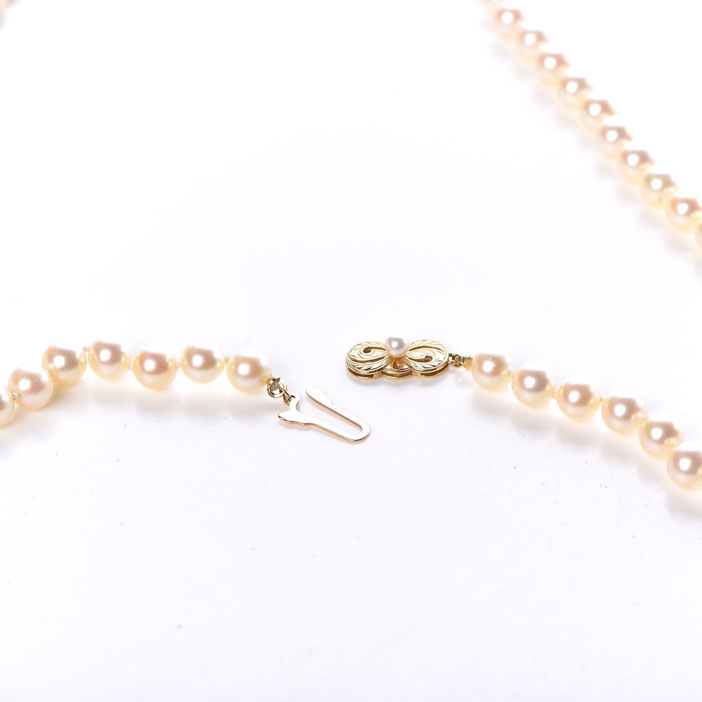 18K Yellow Gold Akoya Pearl 7-7.5mm Strand Necklace 24"
