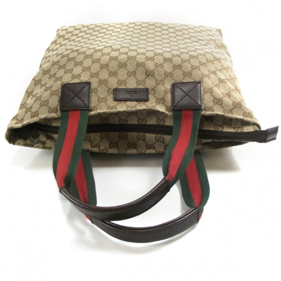 GG Monogram Large Web Handle Vertical Tote Dark Brown