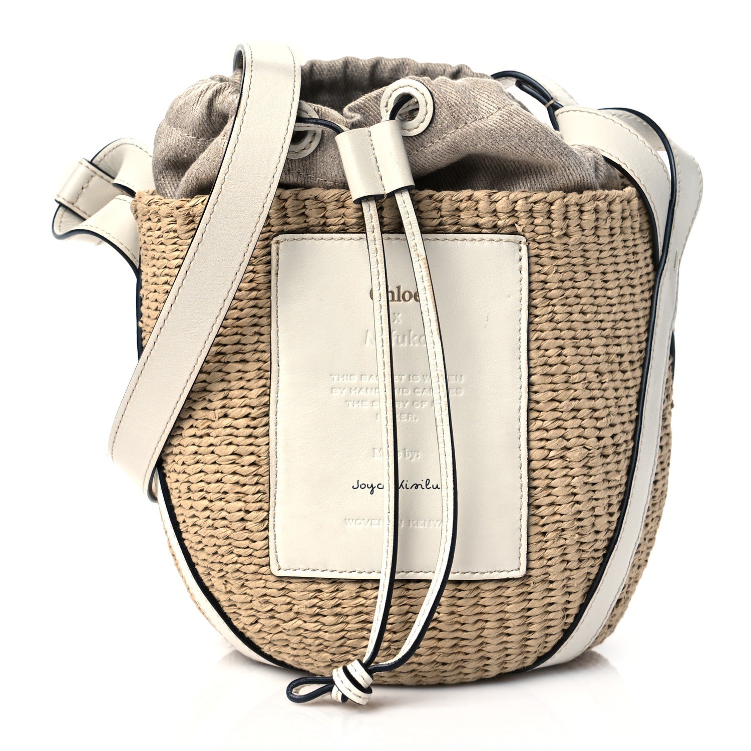 Chloe Raffia Calfskin Small Basket White 1 of 11
