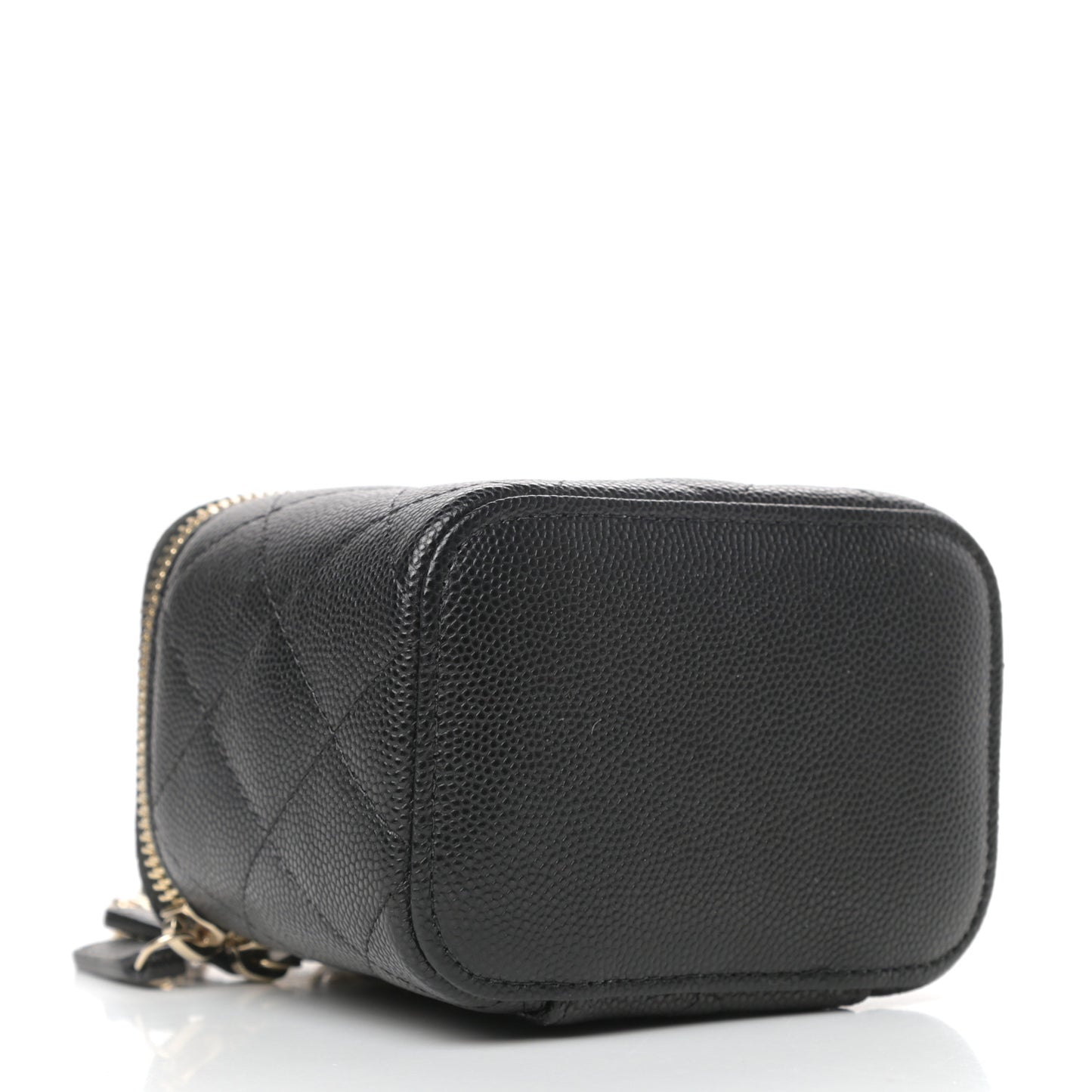 Caviar Quilted Mini Vanity Case With Chain Black