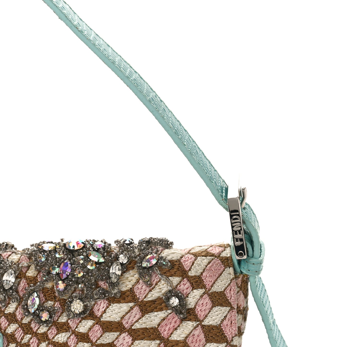 Fabric Lizard Crystal Embroidered Baguette Celeste