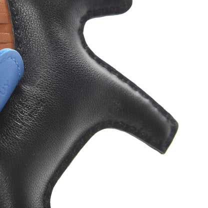 Hermes Milo Lambskin Grigri Rodeo Horse Bag Charm PM Black Gold Bleu Zanzibar 4 of 5