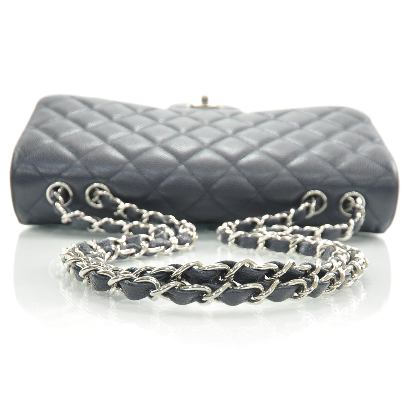 Caviar Jumbo Single Flap Navy Blue