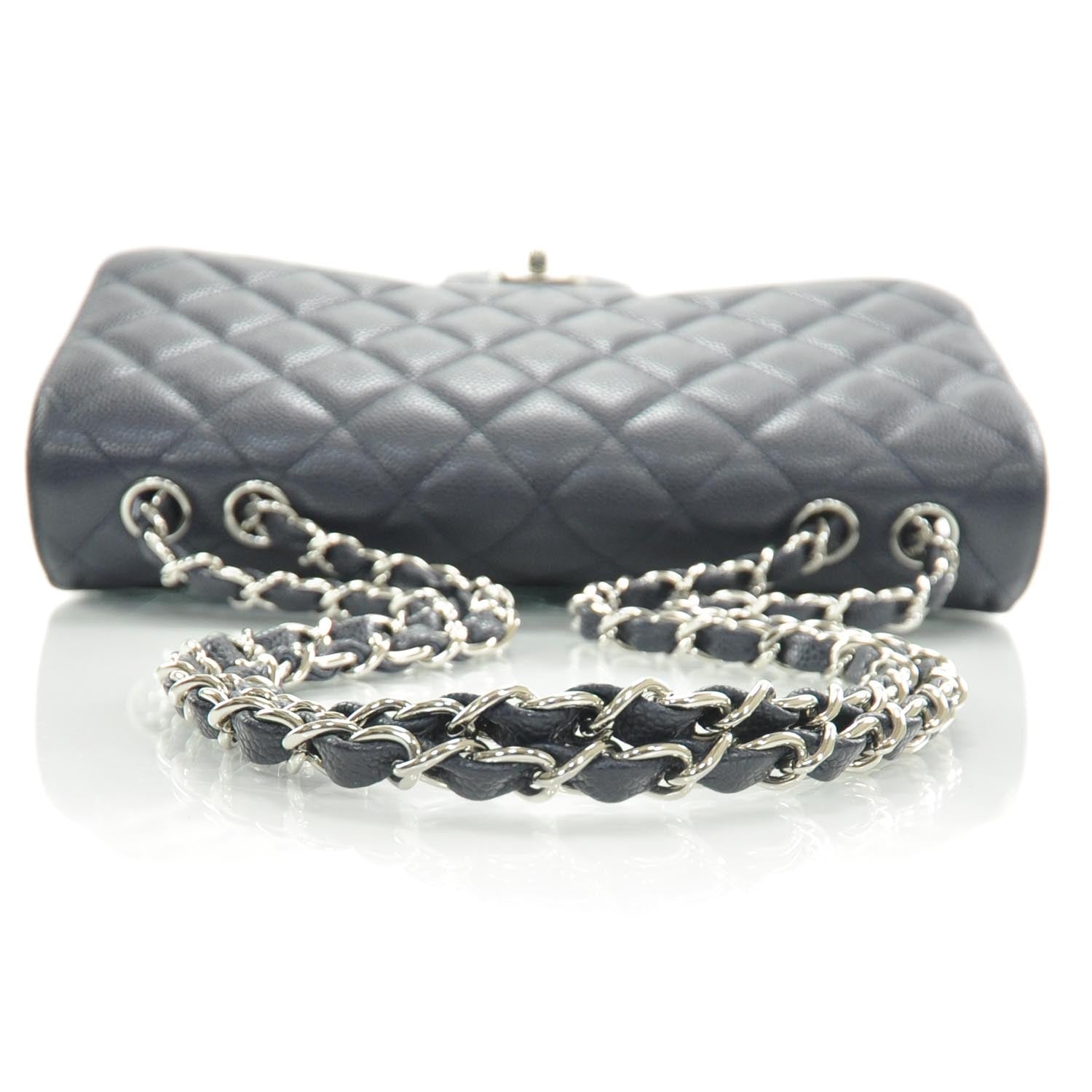 Chanel Caviar Jumbo Single Flap Navy Blue 5 of 9