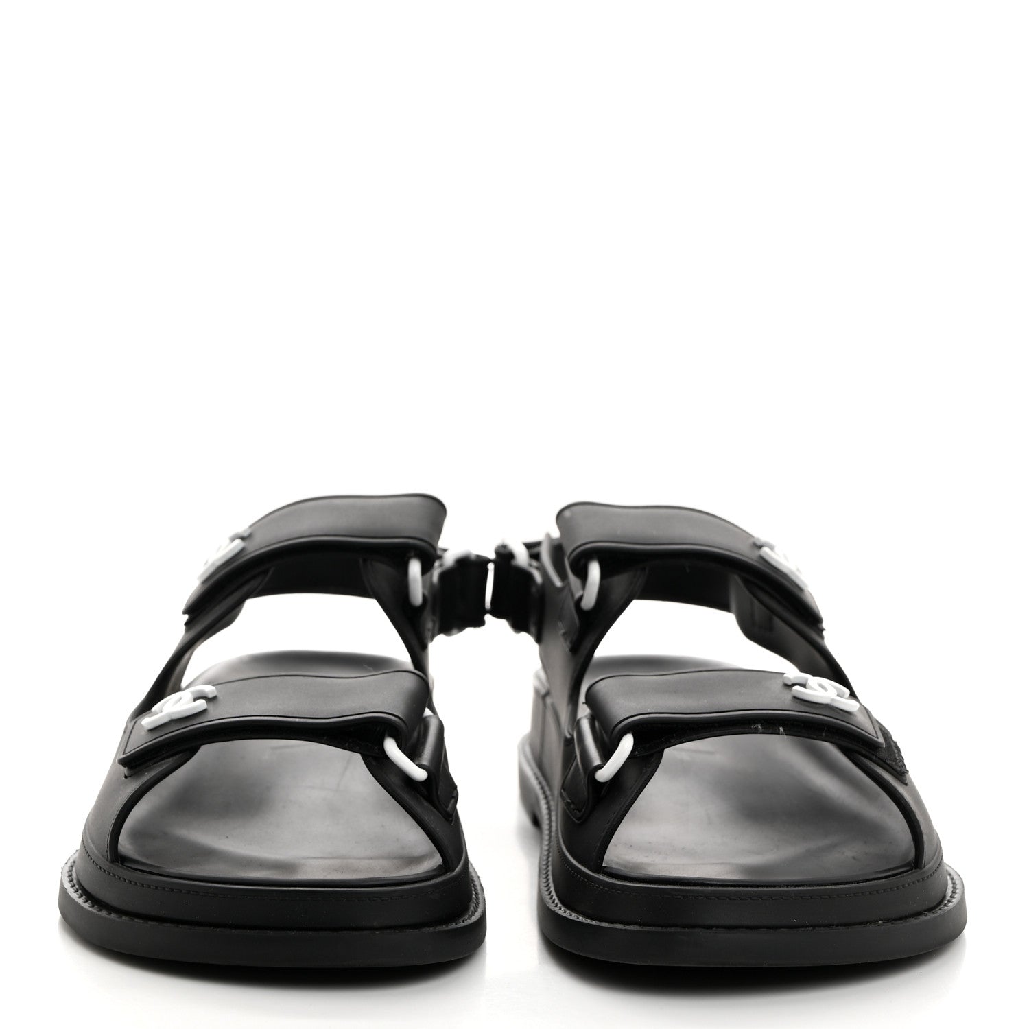 Chanel Rubber CC Dad Sandals 35 Black 2 of 8