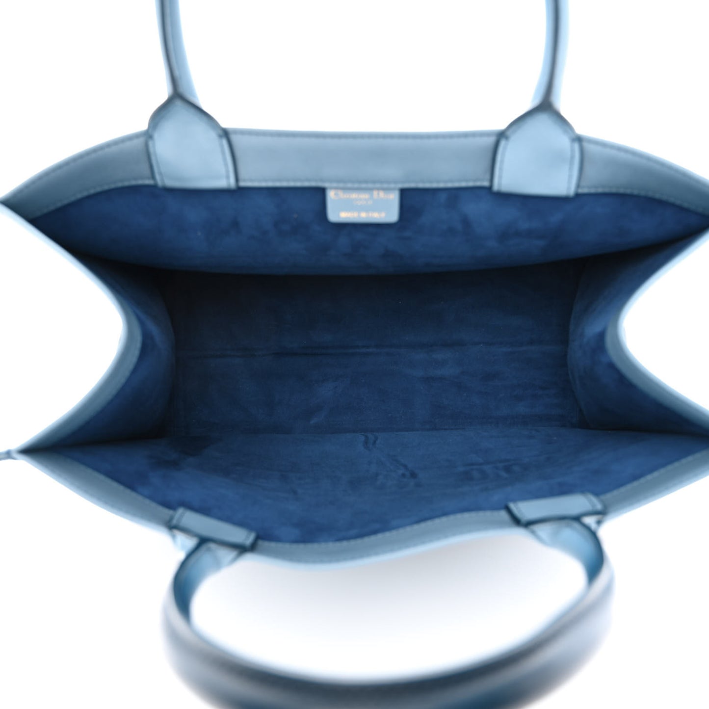 Gradient Smooth Calfskin Embossed Medium Book Tote Indigo Blue