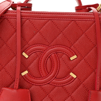 Chanel Caviar Quilted Medium CC Filigree Vanity Case Red 8 of 11