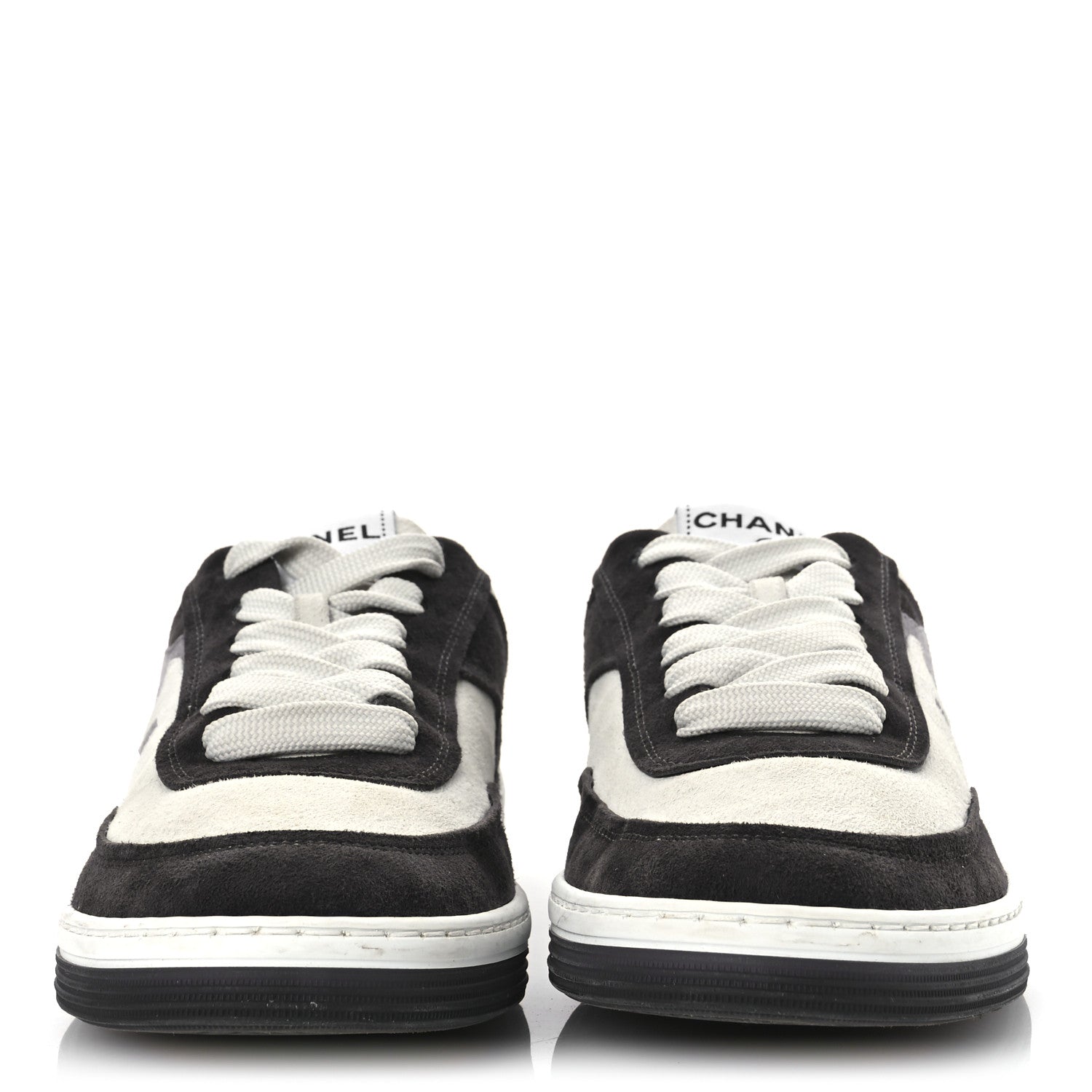 Chanel Suede Kidskin Womens CC Sneakers 40.5 Black White 3 of 11
