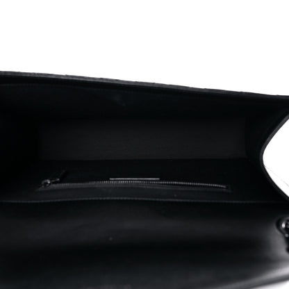 Saint Laurent Grain De Poudre Textured Mixed Matelasse Large Triquilt Monogram Monochrome Satchel Black 4 of 10