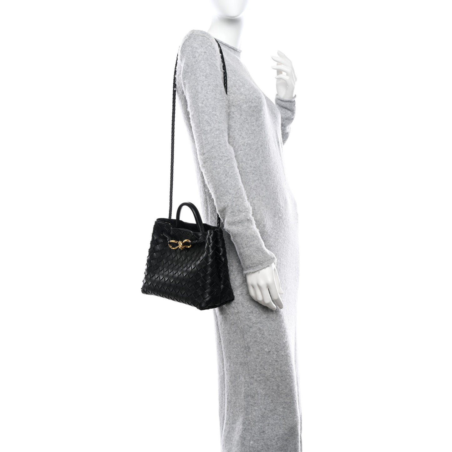 Nappa Intrecciato Small Andiamo Shoulder Bag Black
