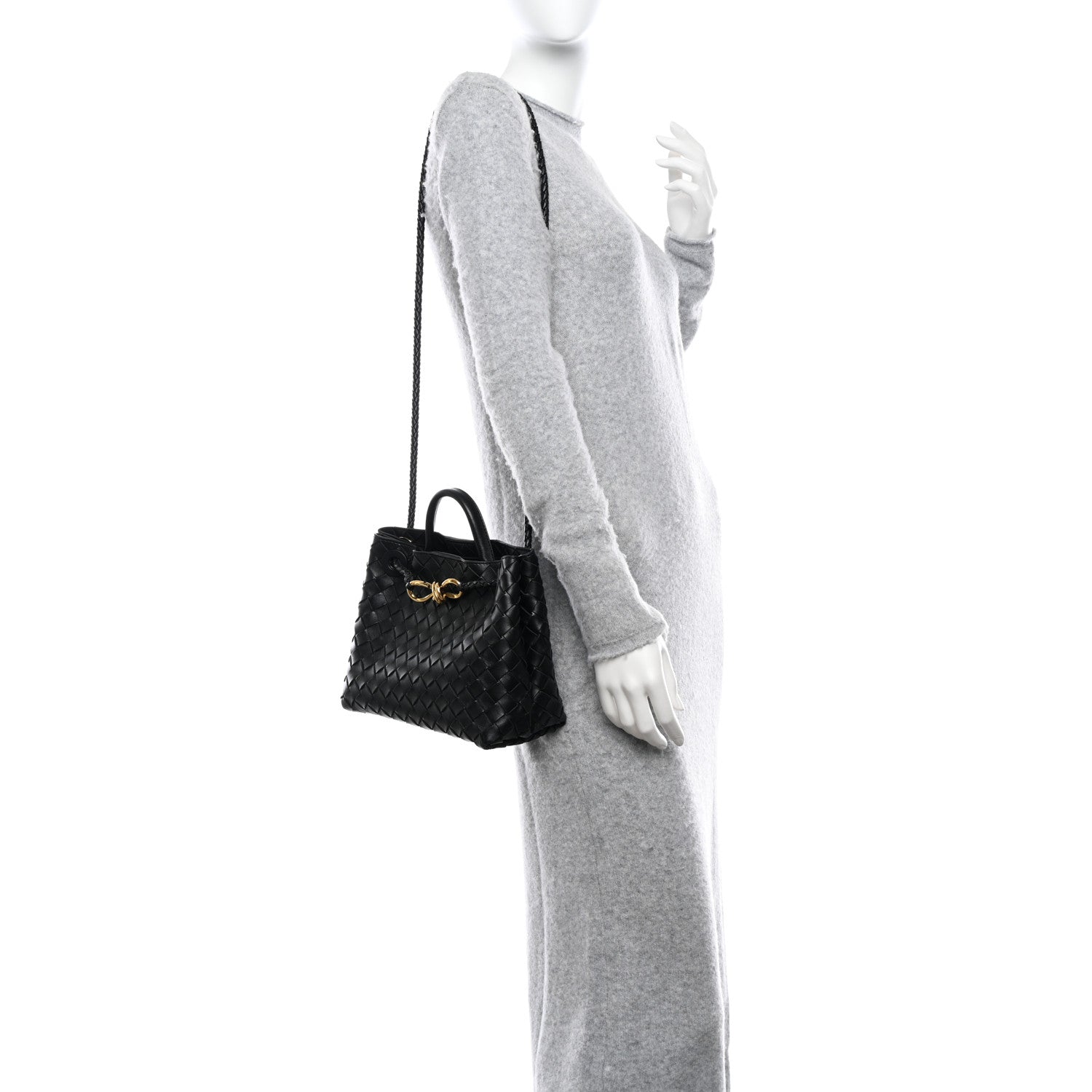 Bottega Veneta Nappa Intrecciato Small Andiamo Shoulder Bag Black 3 of 10