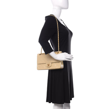 Chanel Lambskin Quilted Medium Double Flap Beige 2 of 16