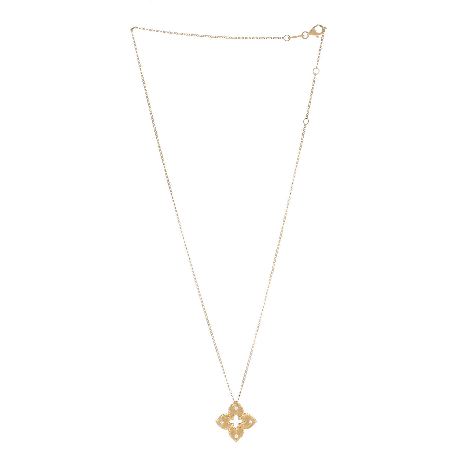 Roberto Coin 18K Yellow Gold Diamond Petite Venetian Princess Flower Pendant Necklace 2 of 4