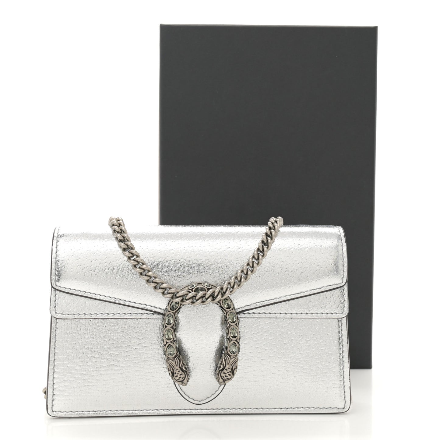 Metallic Calfskin Super Mini Dionysus Shoulder Bag Silver