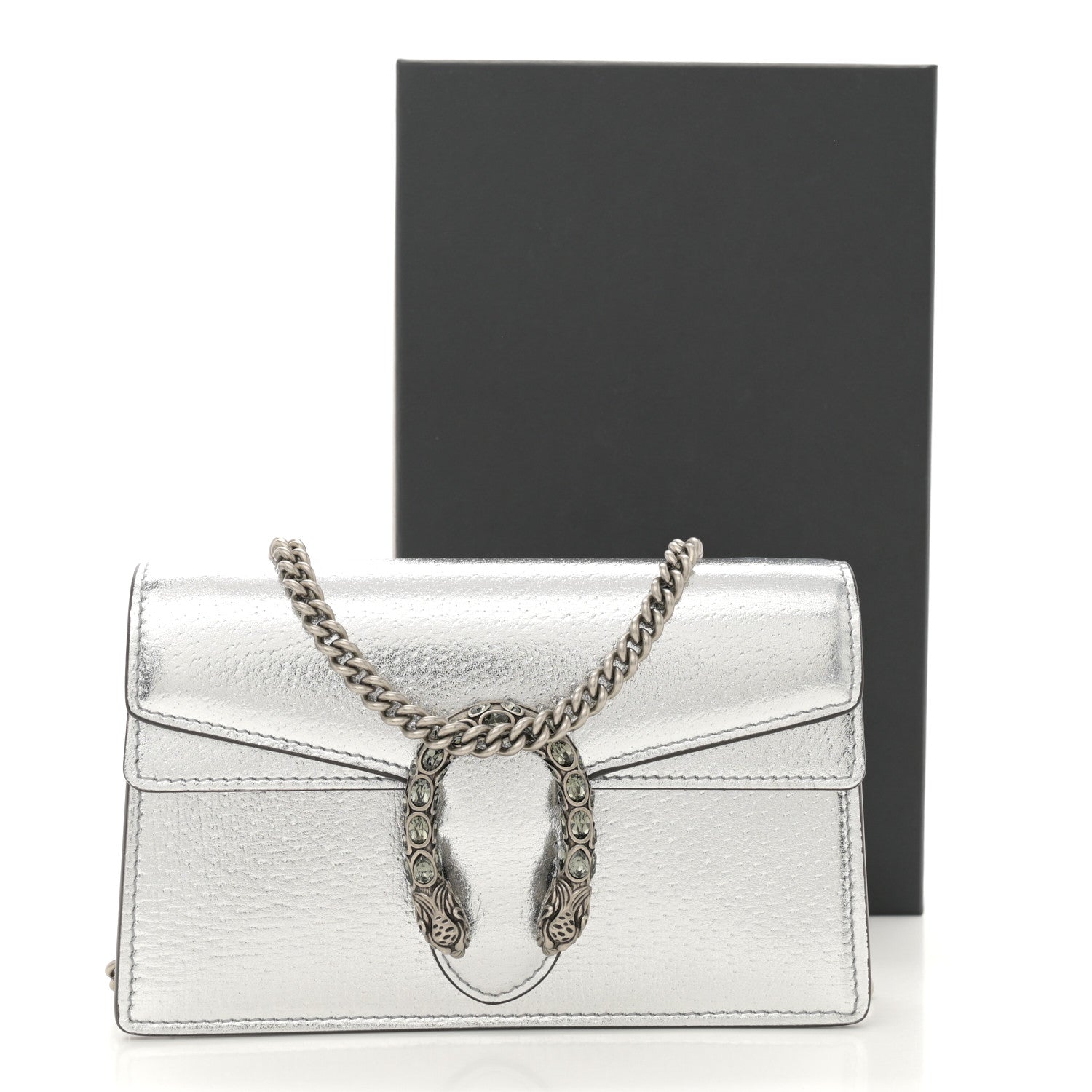 Gucci Metallic Calfskin Super Mini Dionysus Shoulder Bag Silver 10 of 10