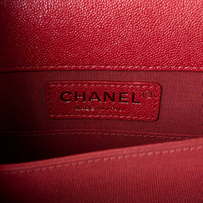 Chanel Caviar Quilted North South Boy Flap Red 6 of 10