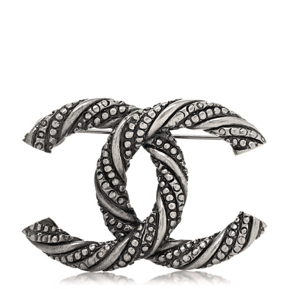 Chanel Ruthenium Twisted CC Brooch Silver 1 of 4